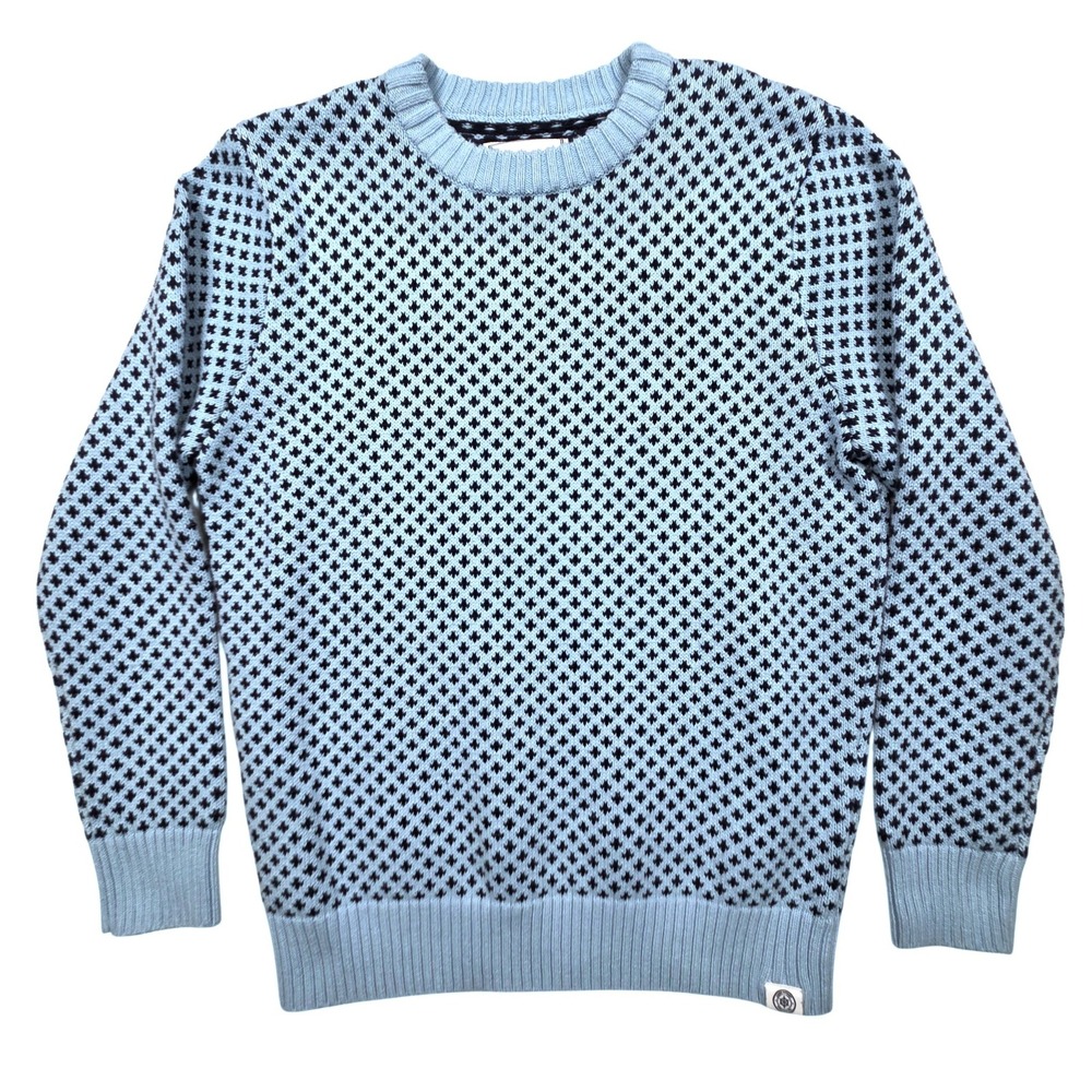 Long Wharf Supply Co Sweater Mens Medium Blue Birdseye Knit Recycled Cotton